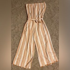 Anthropologie Cloth & Stone Strapless Cropped Leg Jumpsuit Size Small